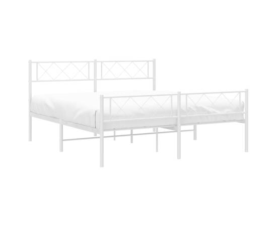 Cadru de pat metalic cu tăblie de cap/picioare, alb, 140x190 cm, 3 image