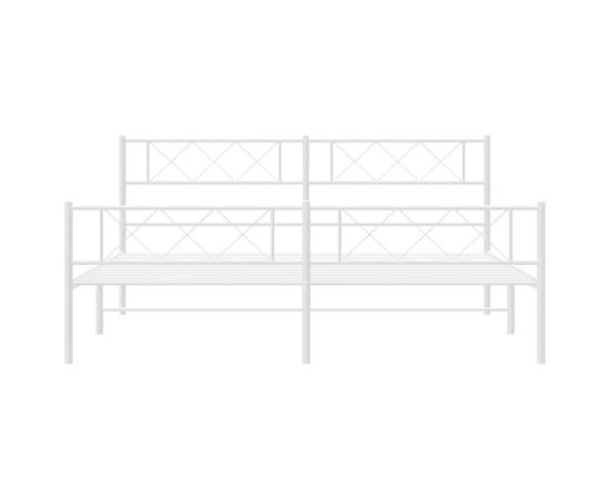 Cadru de pat metalic cu tăblie de cap/picioare, alb, 180x200 cm, 4 image