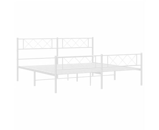 Cadru de pat metalic cu tăblie de cap/picioare, alb, 180x200 cm, 5 image