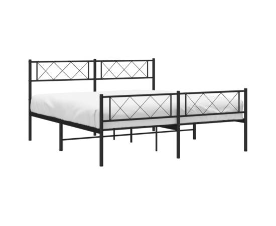 Cadru pat metalic cu tăblie de cap/picioare, negru, 120x200 cm, 3 image