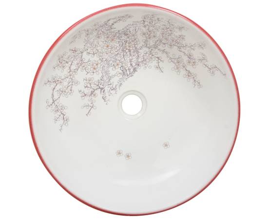 Lavoar de blat, alb și roșu, rotund, Φ41x14 cm, ceramică, 4 image