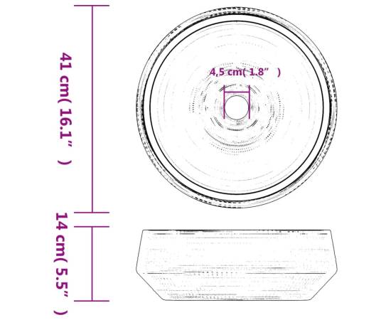 Lavoar de blat, gri, rotund, Φ41x14 cm, ceramică, 6 image