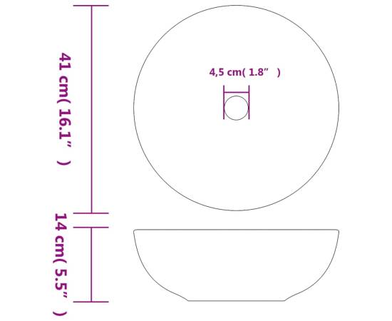 Lavoar de blat, gri, rotund, Φ41x14 cm, ceramică, 6 image