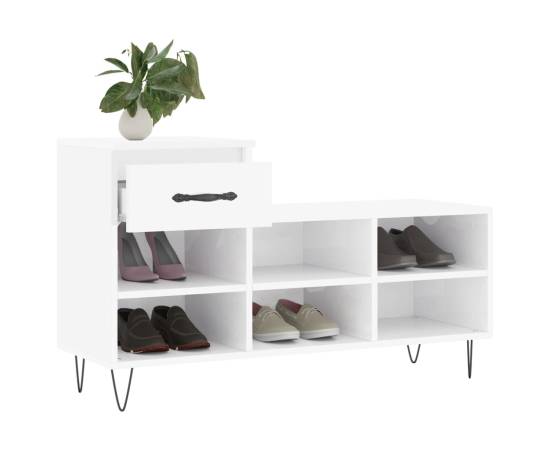 Pantofar, alb extralucios, 102x36x60 cm, lemn compozit, 4 image