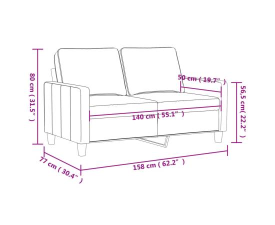 Canapea cu 2 locuri, galben deschis, 140 cm, material textil, 8 image