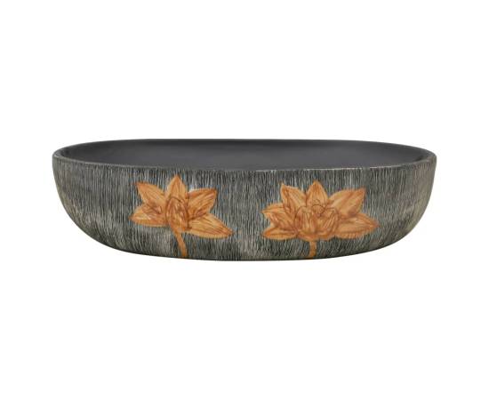Lavoar de blat, gri și negru, 59x40x14 cm, ceramică, oval, 3 image
