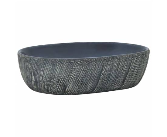 Lavoar de blat, negru și gri, 47x33x13 cm, ceramică, oval, 2 image
