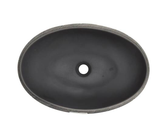 Lavoar de blat, negru și gri, 59x40x15 cm, ceramică, oval, 6 image