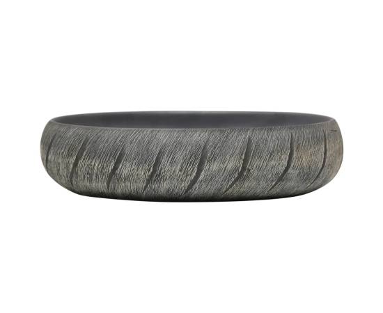 Lavoar de blat, negru și gri, 59x40x15 cm, ceramică, oval, 3 image