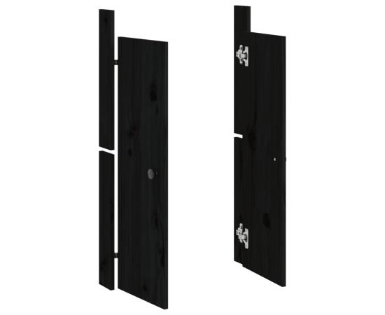Uși de bucătărie de exterior, negru, 50x9x82 cm, lemn masiv pin, 3 image