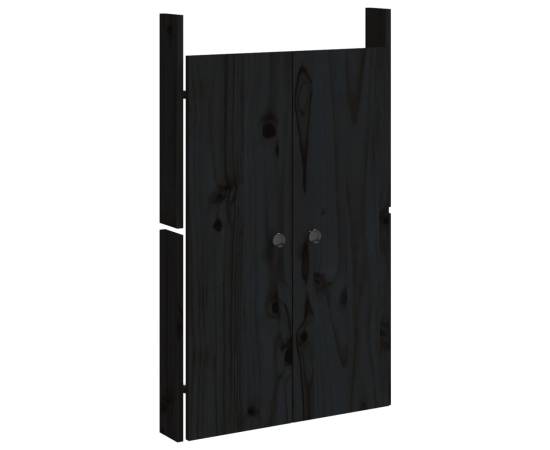 Uși de bucătărie de exterior, negru, 50x9x82 cm, lemn masiv pin, 2 image