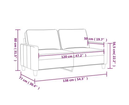 Canapea cu 2 locuri, gri deschis, 120 cm, material textil, 8 image