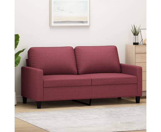 Canapea cu 2 locuri, roșu vin, 140 cm, material textil
