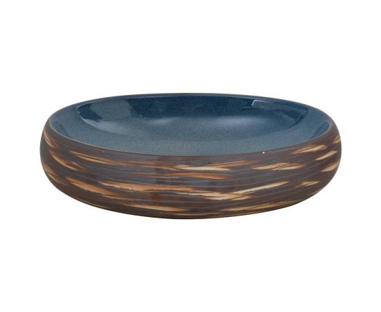Lavoar de blat, maro și albastru, 59x40x15 cm, ceramică, oval, 4 image