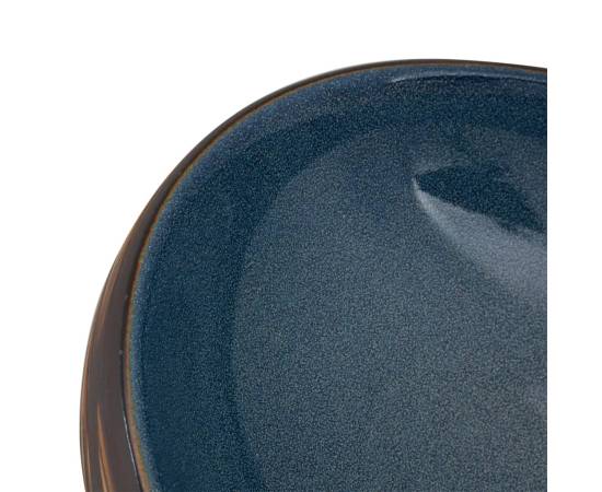 Lavoar de blat, maro și albastru, 59x40x15 cm, ceramică, oval, 7 image