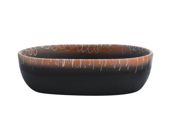 Lavoar de blat, negru și portocaliu, 47x33x13cm, ceramică, oval, 3 image
