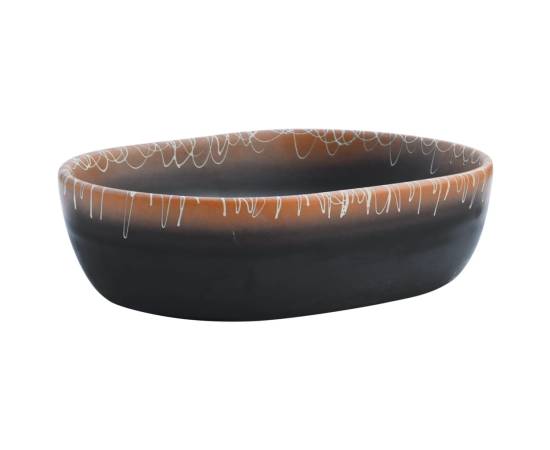 Lavoar de blat, negru și portocaliu, 47x33x13cm, ceramică, oval, 2 image