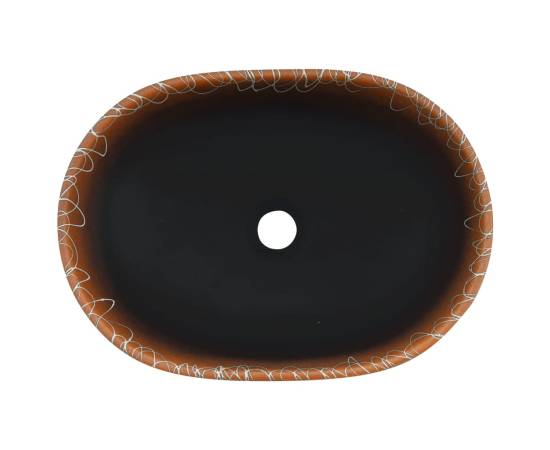 Lavoar de blat, negru și portocaliu, 47x33x13cm, ceramică, oval, 6 image
