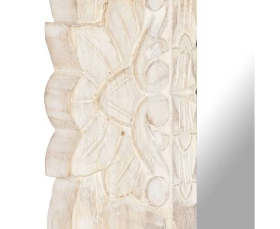 Oglindă albă 80x50 cm, lemn masiv de mango, 5 image