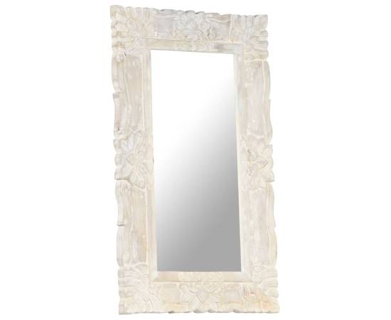 Oglindă albă 80x50 cm, lemn masiv de mango, 2 image
