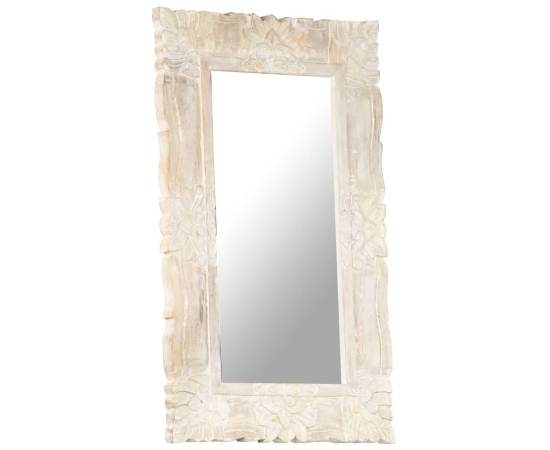 Oglindă albă 80x50 cm, lemn masiv de mango, 10 image