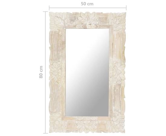 Oglindă albă 80x50 cm, lemn masiv de mango, 6 image