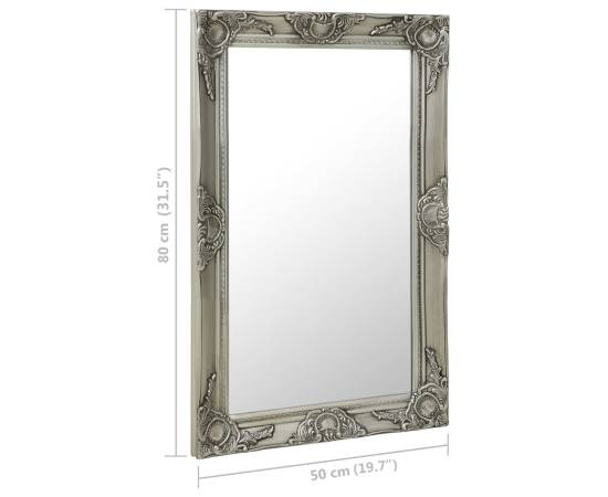 Oglindă de perete în stil baroc, argintiu, 50 x 80 cm, 6 image