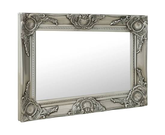 Oglindă de perete în stil baroc, argintiu, 60 x 40 cm