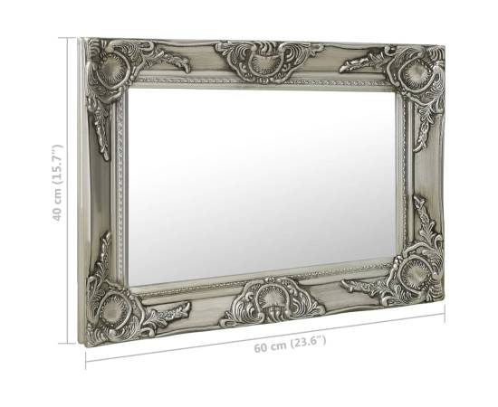 Oglindă de perete în stil baroc, argintiu, 60 x 40 cm, 6 image