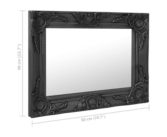 Oglindă de perete în stil baroc, negru, 50 x 40 cm, 6 image