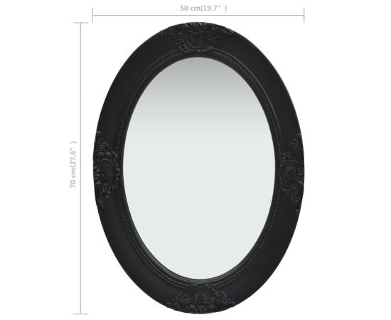 Oglindă de perete în stil baroc, negru, 50 x 70 cm, 6 image