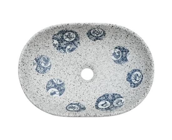 Lavoar de blat, gri și albastru, 47x33x13 cm, ceramică, oval, 6 image