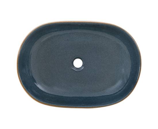 Lavoar de blat, nisipiu și albastru 59x40x14 cm, ceramică, oval, 6 image