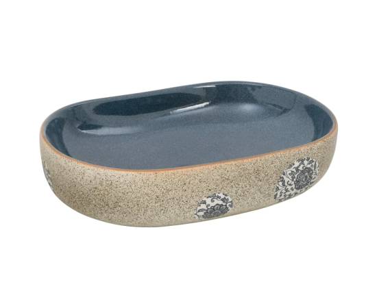 Lavoar de blat, nisipiu și albastru 59x40x14 cm, ceramică, oval, 2 image