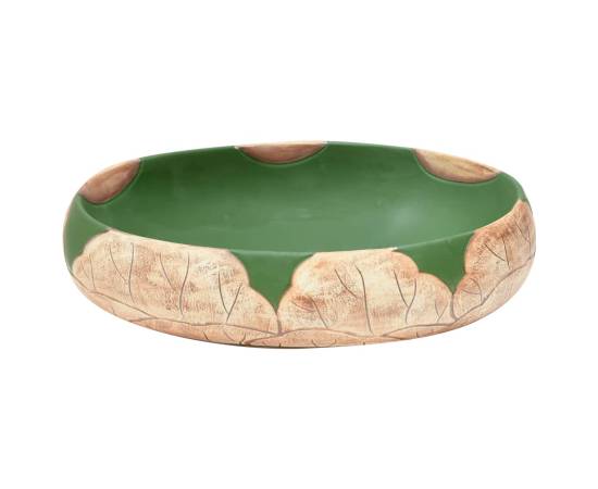Lavoar de blat, verde și maro, 59x40x15 cm, ceramică, oval, 4 image