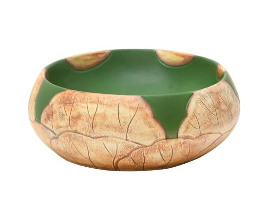 Lavoar de blat, verde și maro, 59x40x15 cm, ceramică, oval, 5 image