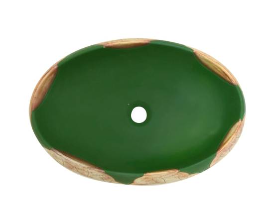 Lavoar de blat, verde și maro, 59x40x15 cm, ceramică, oval, 6 image