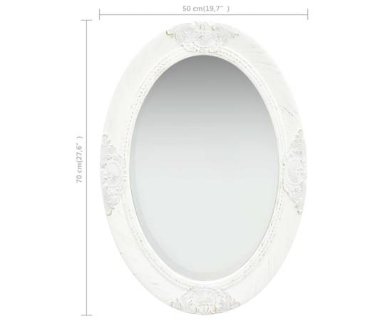 Oglindă de perete în stil baroc, alb, 50 x 70 cm, 6 image
