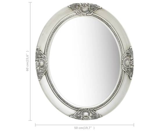 Oglindă de perete în stil baroc, argintiu, 50 x 60 cm, 6 image
