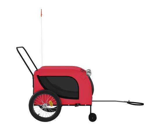 Remorcă de bicicletă câini roșu&negru textil oxford&fier, 5 image