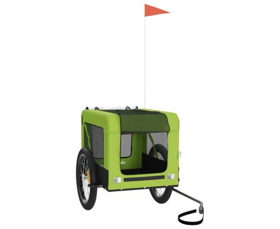 Remorcă de bicicletă câini verde&negru textil oxford&fier, 2 image
