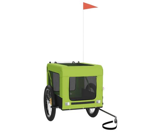 Remorcă de bicicletă câini verde&negru textil oxford&fier, 3 image