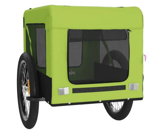 Remorcă de bicicletă câini verde&negru textil oxford&fier, 6 image