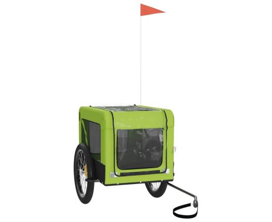 Remorcă de bicicletă câini verde&negru textil oxford&fier, 4 image