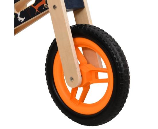 Bicicletă de echilibru pentru copii, imprimeu și portocaliu, 9 image
