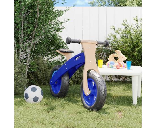 Bicicletă echilibru de copii, cauciucuri pneumatice, albastru