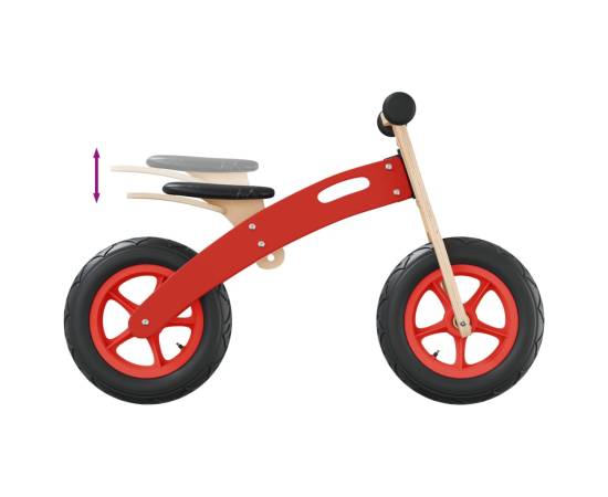Bicicletă echilibru pentru copii, cauciucuri pneumatice, roșu, 10 image