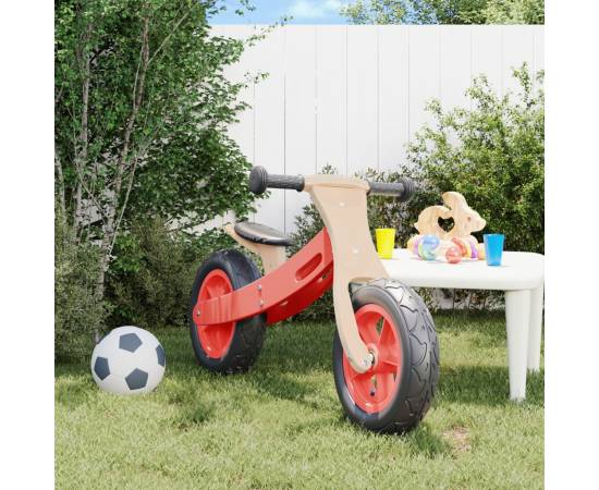 Bicicletă echilibru pentru copii, cauciucuri pneumatice, roșu, 3 image