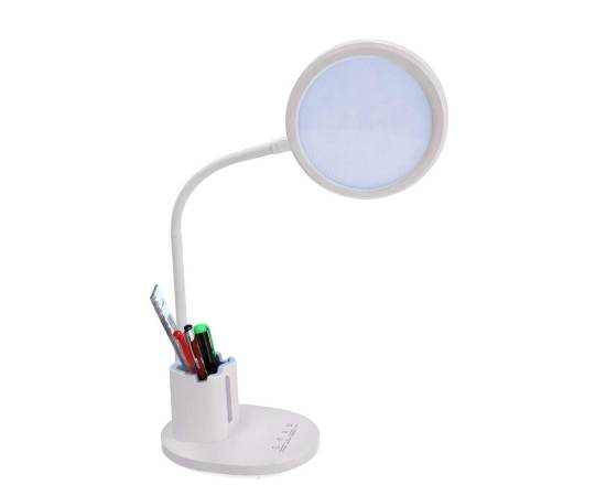 Lampa de birou, jumi, lumina led reglabila, brat ajustabil, alb, cu suport pixuri si creioane, 41 cm, 2 image