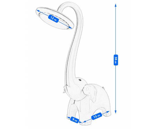 Lampa de birou, jumi, model elefant, lumina led reglabila, alb, 9x38 cm, 3 image